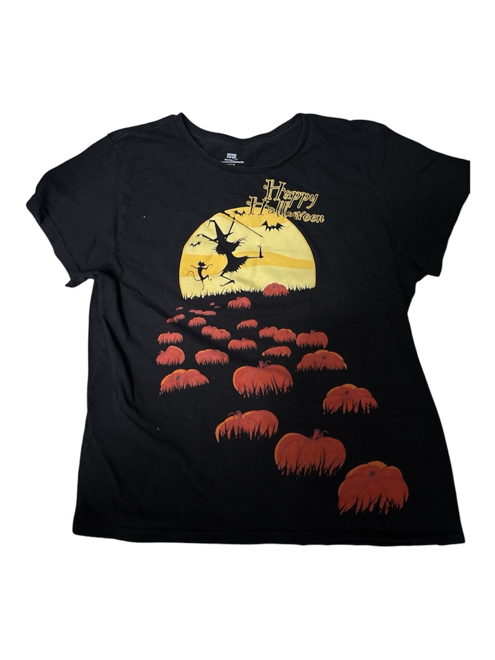 Black Halloween Graphic Tee with Pumpkins